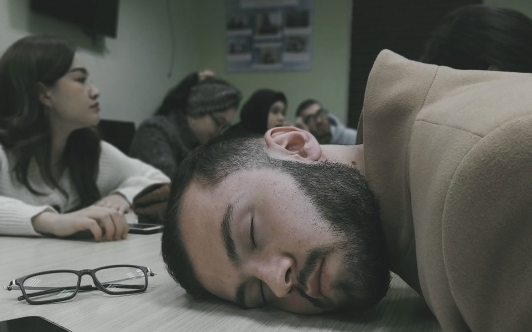 Man Asleep at work from sleep apnea